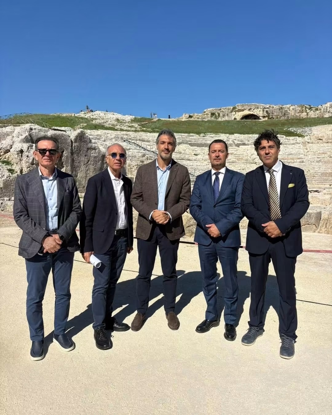 Luca Cannata, Francesco Scarpinato, Paolo Cavallaro e Paolo Romano durante il sopralluogo ai luoghi della cultura di Siracusa